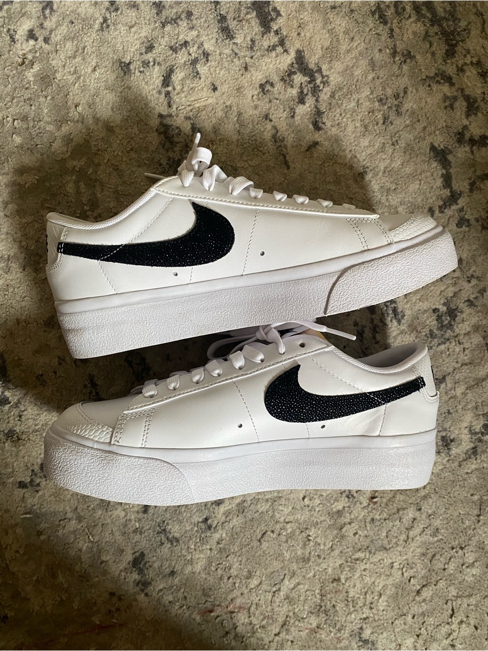 Nike Women’s White Low-Top Platform Sneakers with Black Swoosh